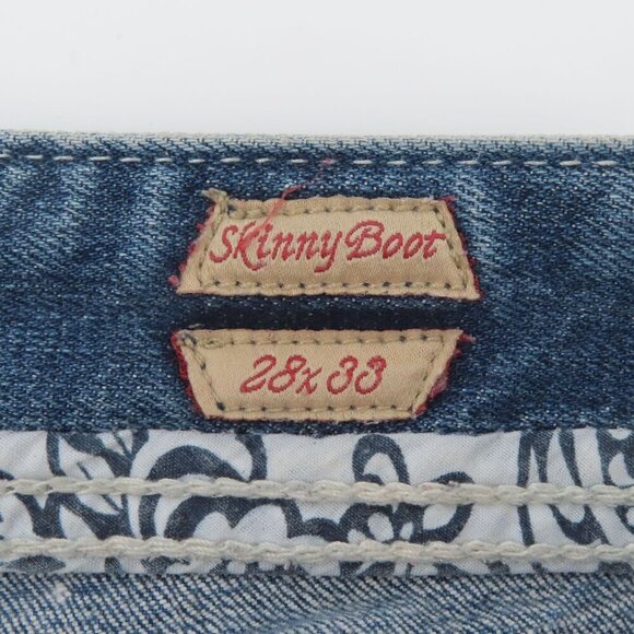 Studio 5 Skinny Bootcut Womens 28x33 Rhinestone Studded Embroidered Denim Jeans - Picture 11 of 15